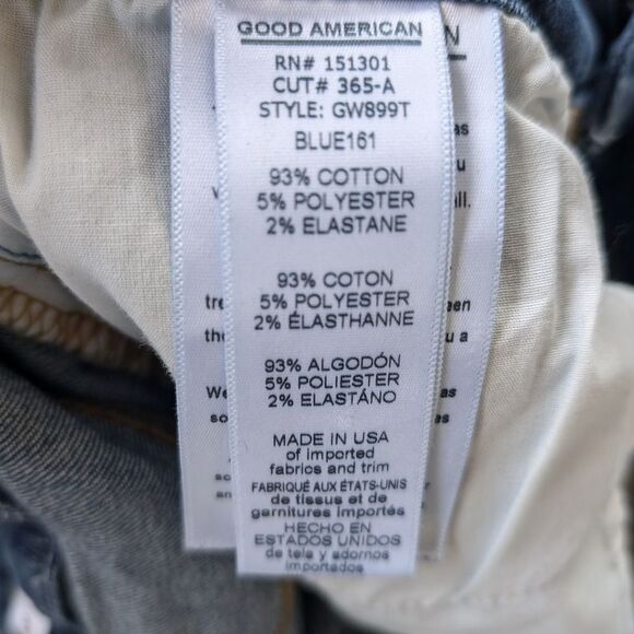 Good American Good Waist Skinny Jeans 0/25 Blue 161 High Waist Roll Cuff - Picture 8 of 8